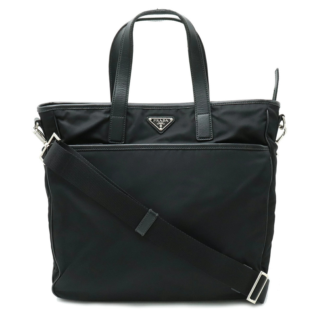 Prada Tote Tessuto Saffiano Bag Crossbody Leather NERO Black